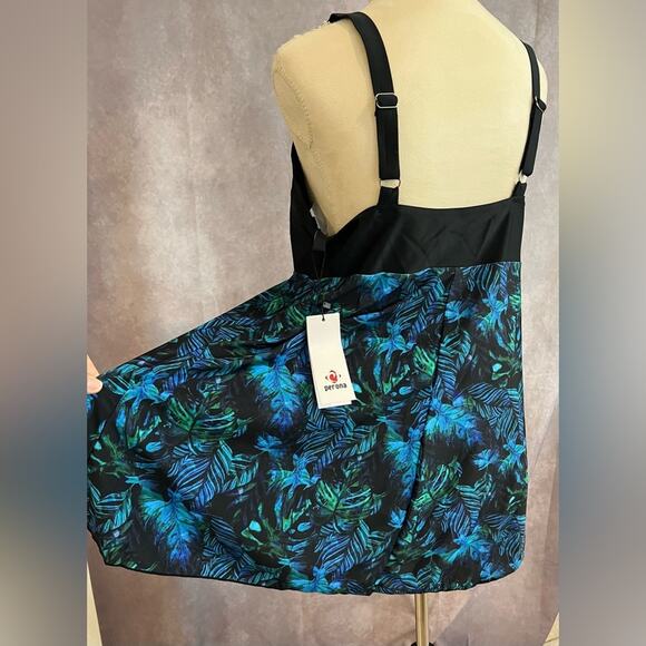 NEW PERONA Women's Plus Size One Piece Twist Wrap Top Swimsuit Bathing Suit 20W - Picture 9 of 11